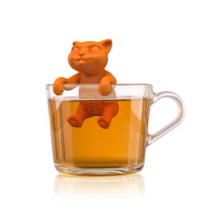 Winkee - Passoire à thé mignon en forme de chaton | Infuseur à thé pour thé en vrac | Infuseur à thé amusant | Passoire à thé pour tasse | Passoire à épices en silicone | Figurine en forme d'animal |