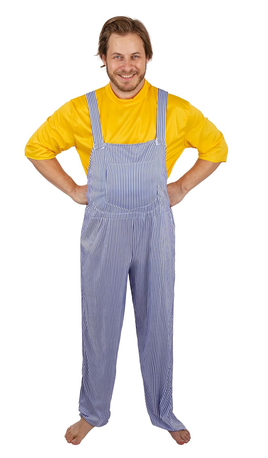 P'TIT CLOWN - 21171 - Déguisement Coluche Humoristique - Parfait pour Carnaval, Fêtes à Thèmes, Soirées Costumées - Salopette, T-Shirt - Adulte - Taille L/XL