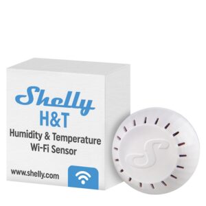 Shelly H&T - Blanc | Capteur d'humidité et de température fonctionnant en Wi-Fi | Domotique| Taille compacte | Moniteur d'hygrométrie | Application iOS Android | Batterie de plus d'un an