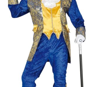 FIESTAS GUIRCA | Disfraz de Marqués Azul para Hombre (52-54/L) - Veste, Pantalon et Plastron - Costume d'Époque pour Carnaval, Halloween et Fêtes de Déguisements Historiques - Idéal pour Adultes