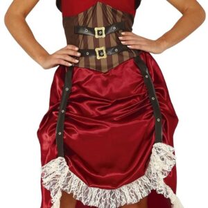 FIESTAS GUIRCA | Costume Steampunk Femme (42-44/L) - Robe - Costumes Rétro et Victorien pour Halloween, Carnaval et Fêtes Costumées - Idéal pour Adultes - Grenat et Marron