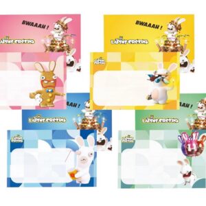 P’TIT CLOWN - Accessoires Décoration d’Anniversaire Enfant - Lapins Crétins™ - Licence Officielle - Assiettes, Gobelets, Serviettes, Confettis, Sachets, Cartes d’Invitation (Carton invitation x8)