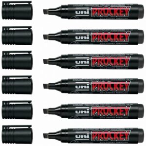 Uni-Ball Lot de 6 marqueurs à pointe biseautée Noir 3-6 mm