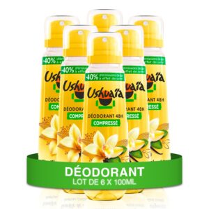 Ushuaïa - Déodorant Compressé 48h - Vanille de Polynésie - lot de 6 x 100ml