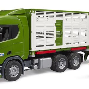 bruder 03548 - Scania Super 560R Camion de transport d'animaux avec 1 bovin - 1:16 Véhicules, Camion, Bétail remorque, Jouets à partir de 4 ans