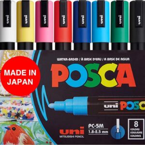 posca Acrylic Paint Marker Set, 8 Color Medium, PC-5M, Version 2 (PC5M8SET)