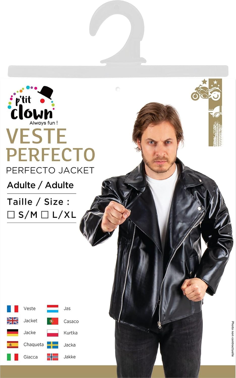 P'TIT CLOWN — Veste Perfecto Adulte Noir (S-M) – Image 5