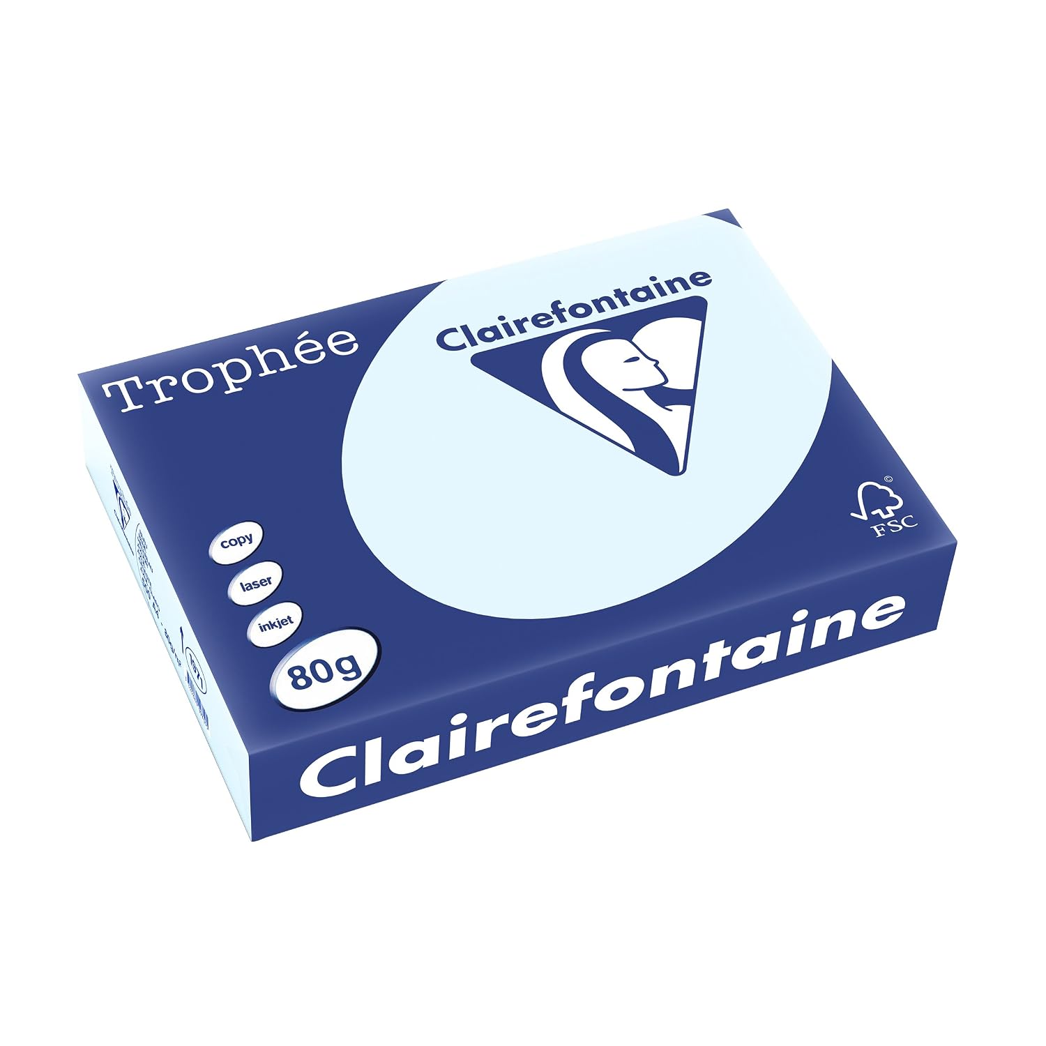 Clairefontaine - Réf. 1971C – 2500 feuilles de papier couleur au format A4 - Trophée 80 g/m² – Carton contenant 5 ramettes de 500 feuilles – Couleur bleu – Image 2