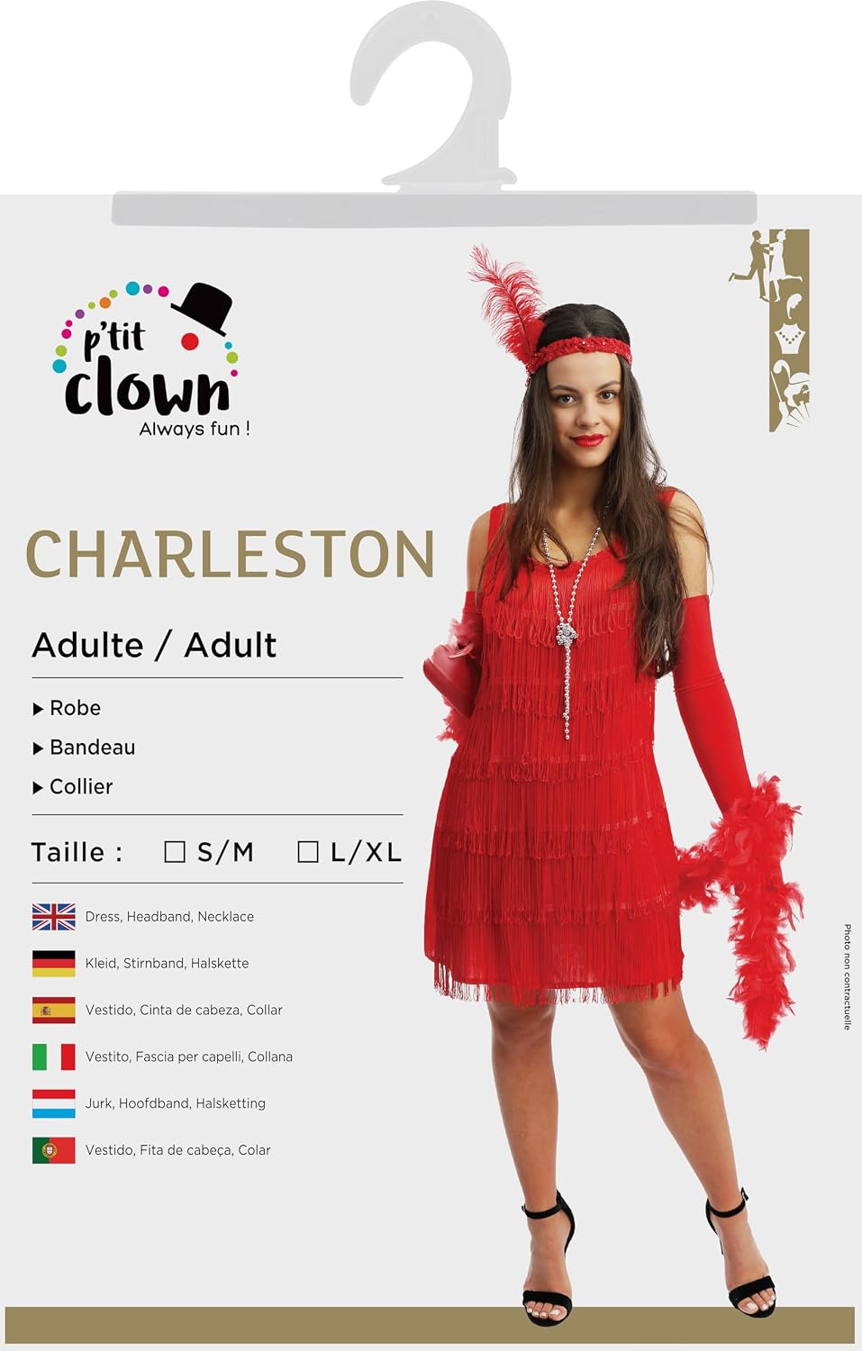 P'TIT CLOWN — Déguisement Charleston Femme Rouge Taille L/XL – Image 4