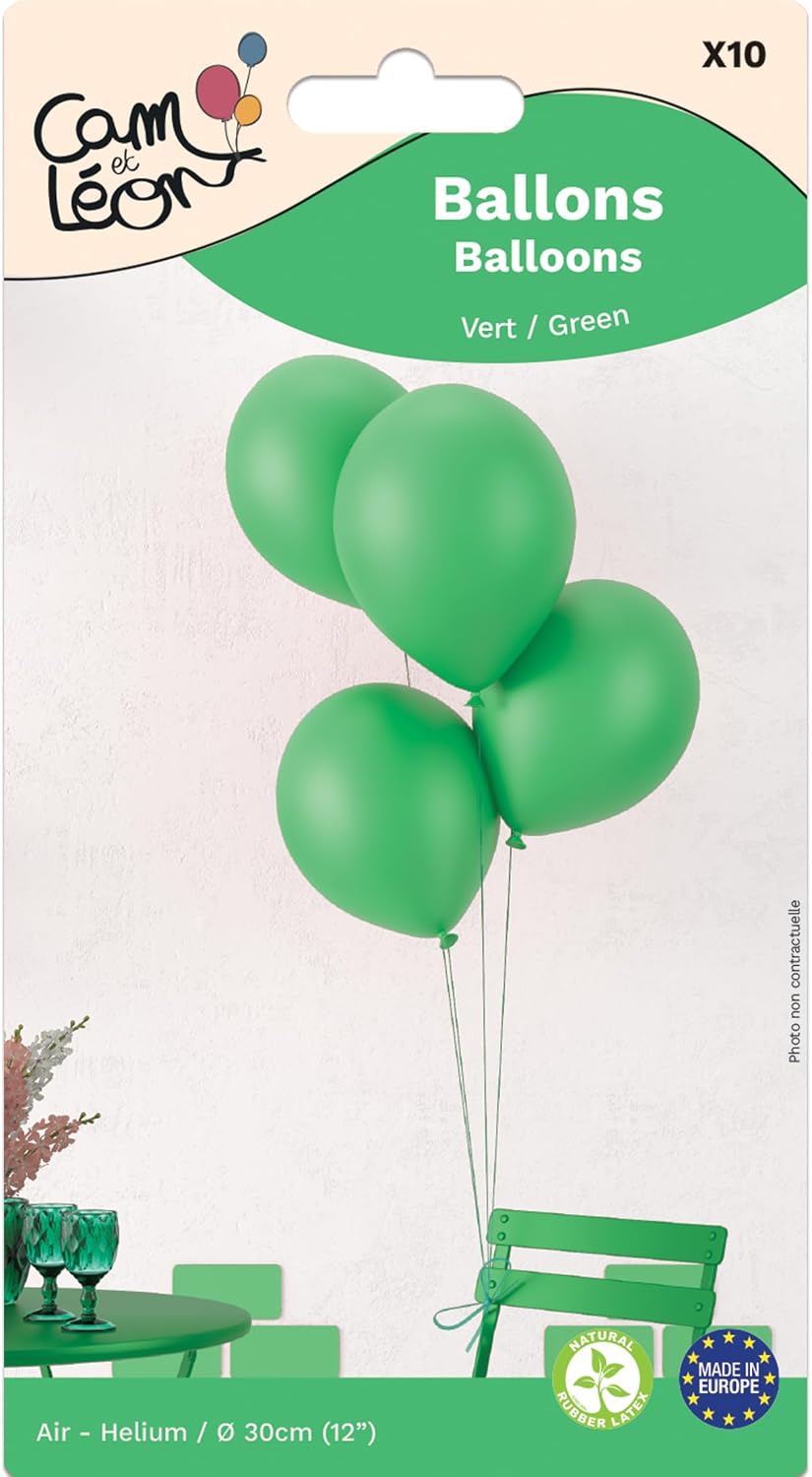 P'TIT CLOWN — Lot de 10 Ballons Anniversaire Ø 30 cm Vert – Image 2