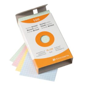 Exacompta - Réf. 13271E - Étui de 100 fiches bristol quadrillées 5x5 non perforées - format 75 x 125 mm - compatibles avec imprimante jet d'encre, laser et photocopieur - couleurs assorties