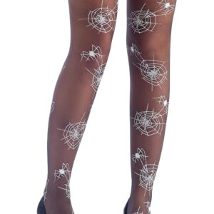 P'tit Clown - 67805 - Collant Halloween Femme - Motifs Effrayants - Squelette - Day of the Dead - Taches de Sang - Chauve-souris - Araignées - Accessoire Déguisement - Fantaisie - Gothique - Horreur