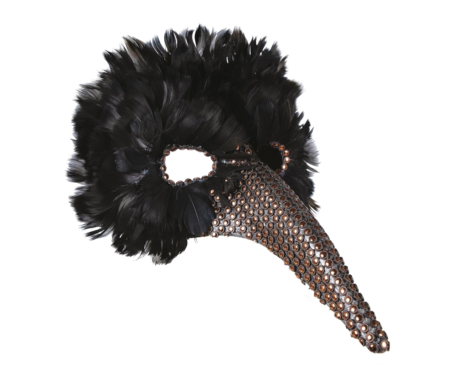 P'TIT CLOWN - Loup à Plumes Noires - Masque Déguisement Adulte - Accessoire Tenue Carnaval, Fêtes de Fin d'Année, Nouvel An, Noël et Fêtes Costumées (Loup nez long à plumes noires)