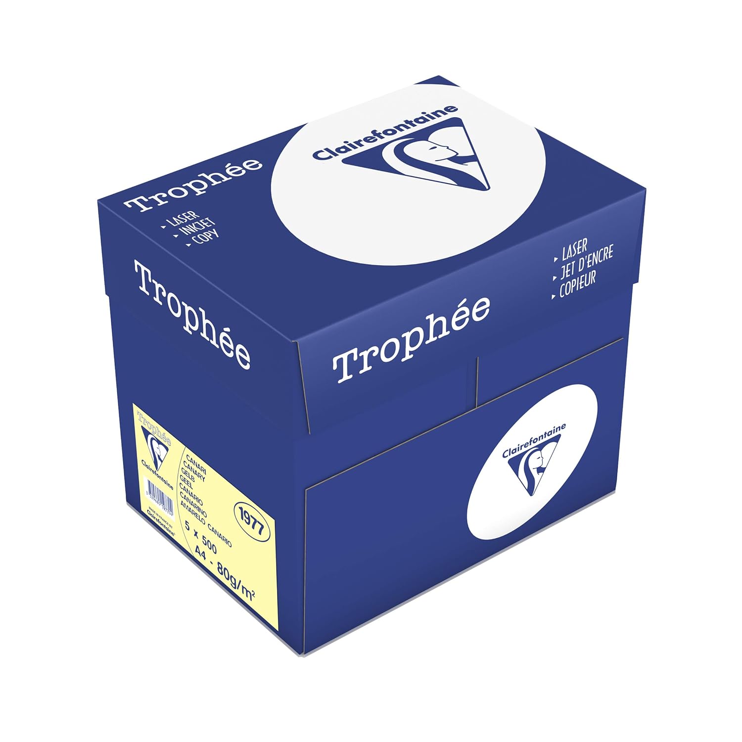 Clairefontaine - Trophee - Ramette de 500 feuilles papier couleur - 80 g - A4 - Clementine - Lot de 5