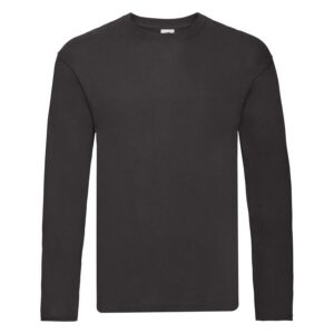 Fruit of the Loom Valueweight Long Sleeve Top de Sport, Noir, L Homme