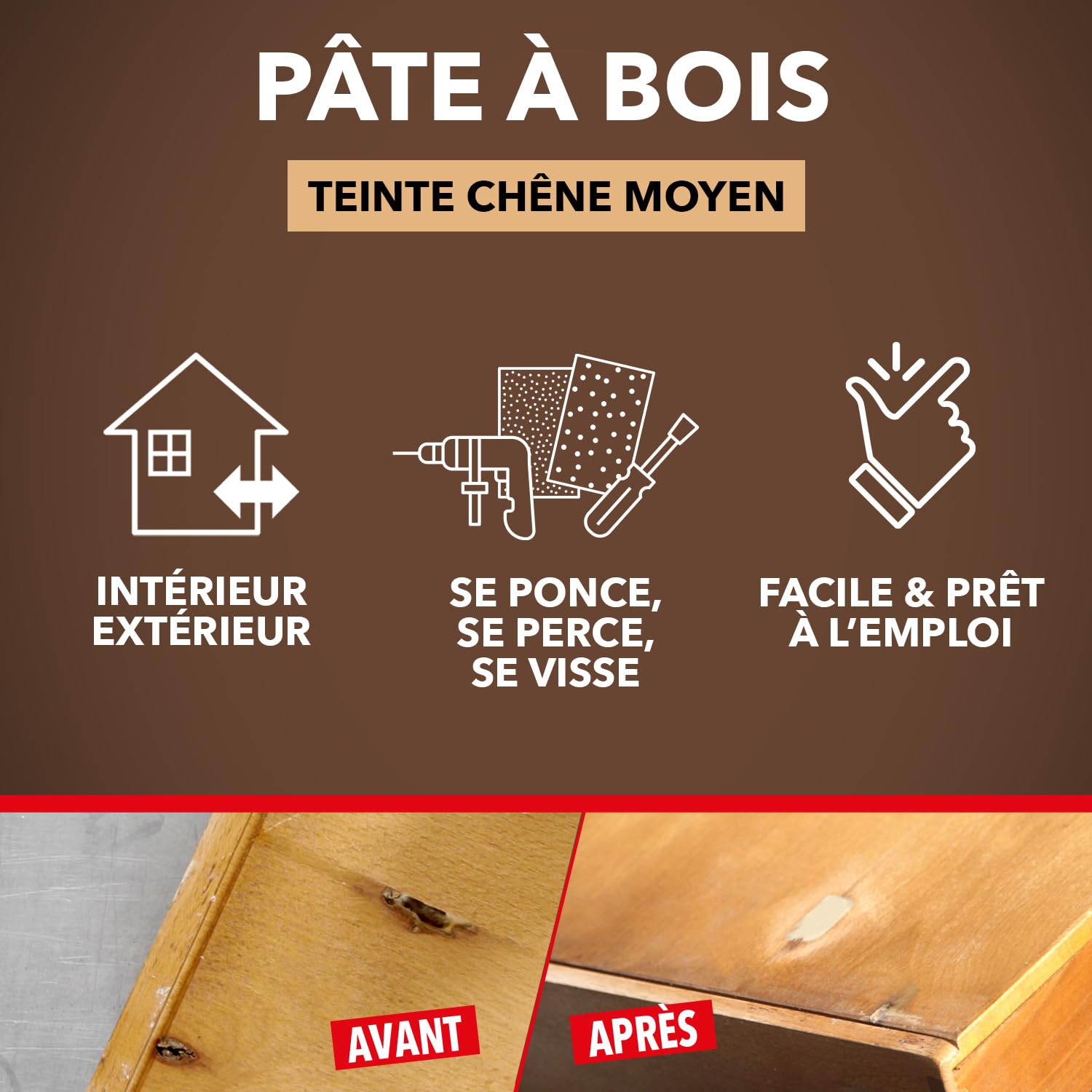 SINTOBOIS — Pâte à Bois Rebouche Petits Trous 80 g – Image 2