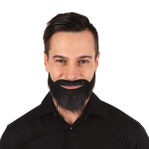 PTIT Clown - 89216 - Moustache et Barbe Collier - Accessoire de Déguisement - Adhésives, Autocollantes - Parfait pour Carnaval, Fêtes à Thèmes, Cosplay, Manga, Nouvel an, Halloween - Noir