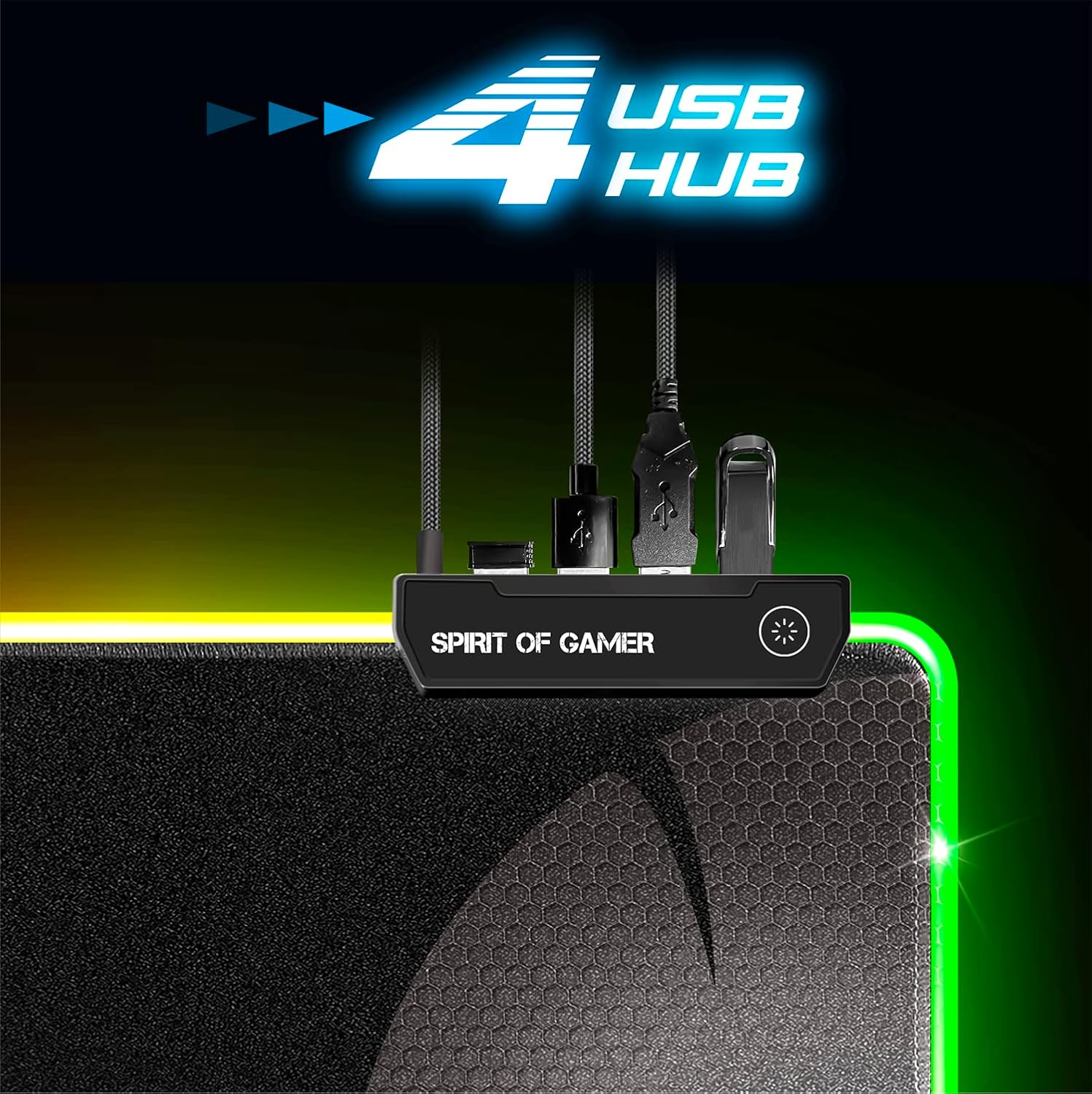 XXXL — Tapis de Souris Gamer RGB 900x400 mm + Hub USB 4 Ports – Image 3