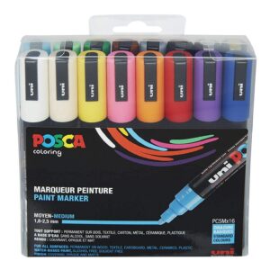 Uni Posca Stylos Basis Colors PC5M Ligne 1.8-2.5mm - 16 Couleurs Set