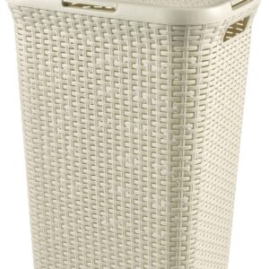 Curver | Coffre à Linge 60L - Aspect rotin 44,8x34,1x61,5 cm Ivoire