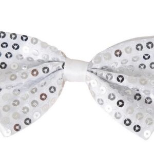 P'tit Clown - 11910- Nœud Papillon Sequins - Pré Noué, Réglable - Bow Tie - Accessoire Déguisement - Pour Carnaval, Soirées Costumées, Fêtes à Thèmes, Disco, Mariage, Célébration - Adulte - Argent