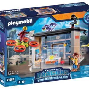 Playmobil 71084 Dragons: Les Neufs Royaumes - Labo Icaris - Dragons Nine Realms - avec Deux Personnages, Un Dragon, Un Drone avec Canon Fonctionnel et Le Laboratoire Icaris - Dès 4 Ans