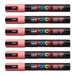 POSCA Uni-Ball PC-5M Lot de 12 stylos Rose corail