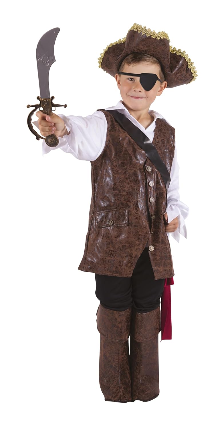 P'TIT CLOWN - Déguisement Pirate Garçon - Costume Enfant Parfait pour Anniversaire, Carnaval, Fêtes Costumées et Évènements à Thème (Multicolore, 7-9 ans)