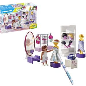 Playmobil 71373 Color : Atelier de styliste - Color - Crée de Nouvelles Histoires à tes Couleurs avec l'atelier de styliste - avec des feutres effaçables à l'eau - Dès 5 Ans