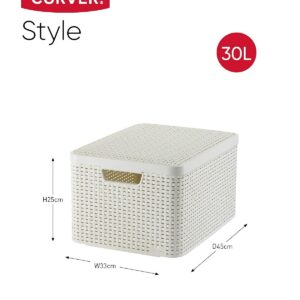 Alternative view of CURVER Style — Boîte de Rangement 30L aspect rotin ivoire