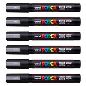 POSCA Uni-Ball PC-5M Lot de 12 stylos Argenté métallisé