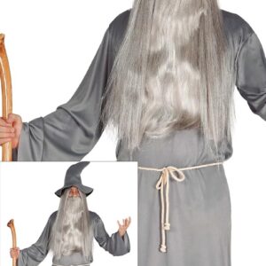 FIESTAS GUIRCA | Costume de Mago Médiéval Adulte (52-54/L) - Tunique, Chapeau et Ceinture - Costumes de Sorcier et Enchanteur pour Halloween, Carnaval et Fêtes Fantastiques - Idéal pour Adultes - Gris