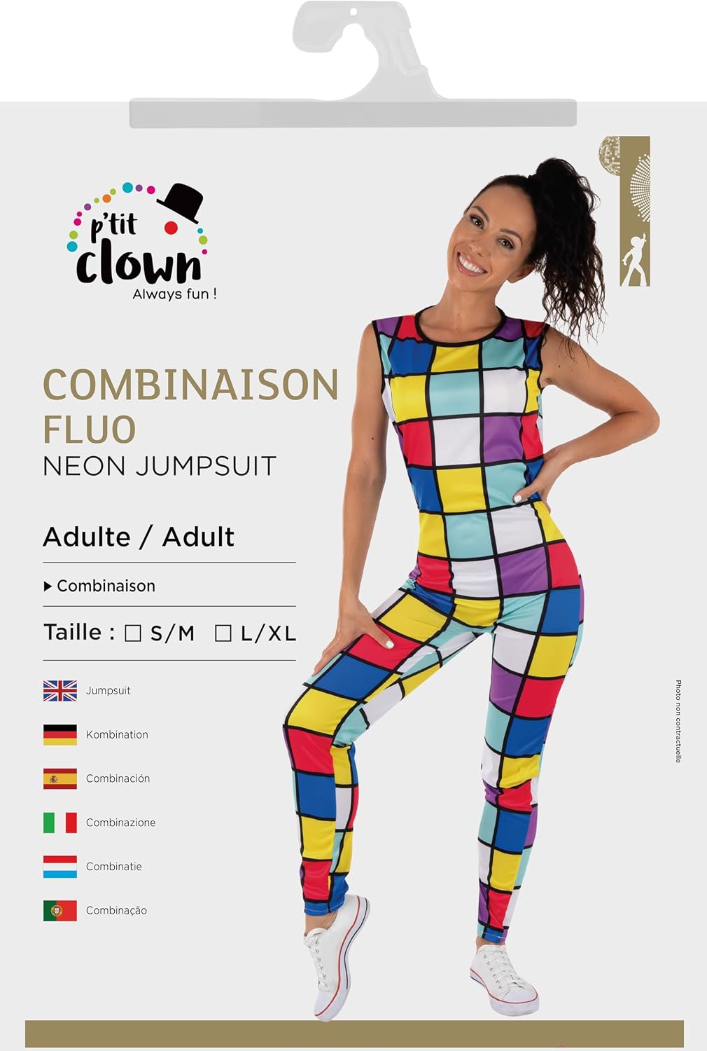 P'TIT CLOWN — Déguisement Combinaison Fluo Adulte S/M – Image 6
