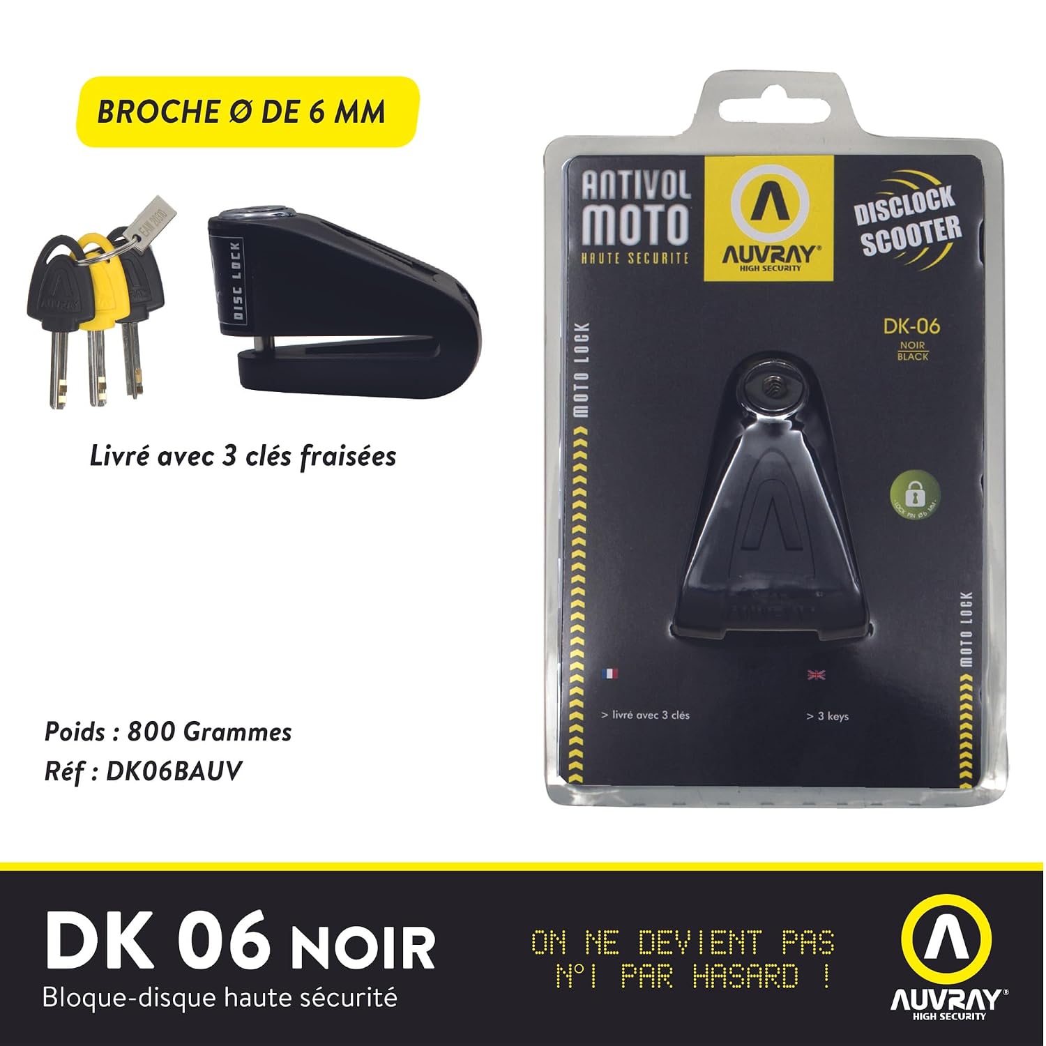 AUVRAY DK06 — Antivol bloque-disque 6 mm noir – Image 2