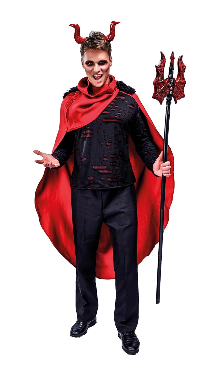 P'TIT CLOWN - Costume Diable - Diablesse Rouge - Déguisement Adulte Parfait pour Halloween, Fêtes Costumées et Évènements à Thème (Diable, S-M)