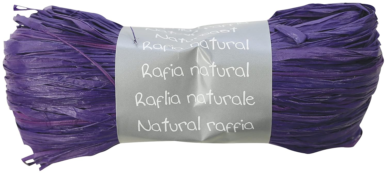 Clairefontaine - 196044C - Pelote Raphia Prune - Ensemble de plusieurs fils de Raphia Longueur 1m50 par fil- 50g - Loisirs Créatifs - Emballage Cadeau - DIY Multiples