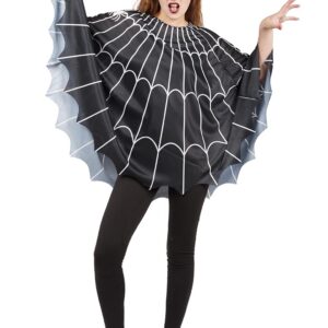 P'tit Clown - Costume Toile D'Araignée - Poncho - Déguisement Halloween Femme - Cosplay, Fêtes Costumées et Évènements à Thème (L-XL)