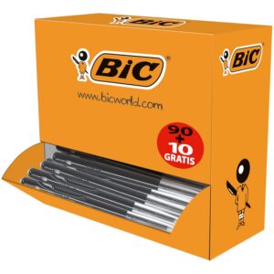 BIC M10 Original - Stylos-Bille Rétractables Pointe Moyenne (1,0 mm) - Encre de couleur Noire, Boîte de 90+10