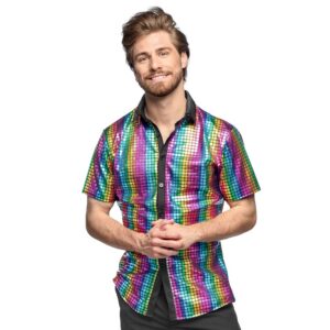 Boland Chemise boule à facettes disco arc en ciel homme - Multicolore - M (50/52)