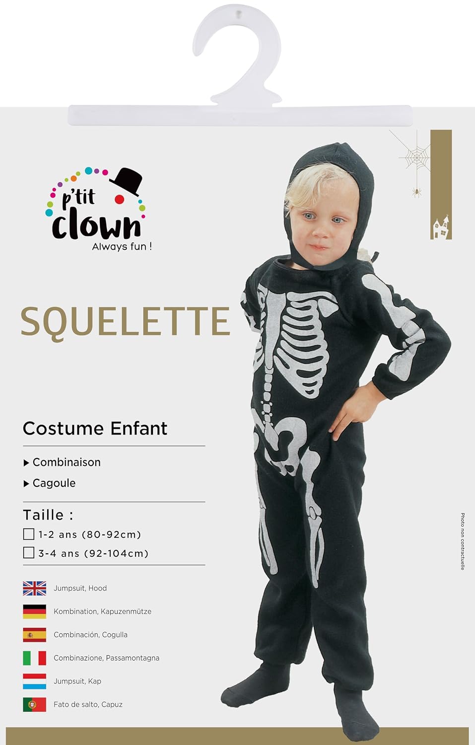 P'TIT CLOWN — Costume squelette enfant 3/4 ans – Image 4