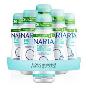 Narta - Déodorant Compressé - Biotic Invisible - Lot de 6 x 100 ml