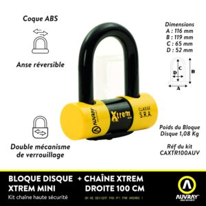 Alternative view of AUVRAY Xtrem — Antivol moto chaîne et mini U 13,5 mm 100 cm