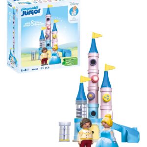 Playmobil 71457 Junior & Disney : Château de Cendrillon - avec Un Toboggan et Un Bouton Poussoir pour l'effondrement - Jouet fabriqué à partir de matière d'origine végétale - Dès 12 Mois