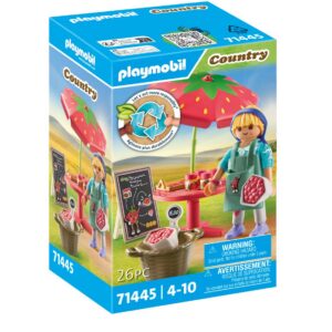 Playmobil 71445 Vendeuse de confitures - Country - avec Un Personnage, Un Parasol Fraise et des confitures - avec Plus de 80% de matériaux biosourcés et recyclés en Moyenne - Dès 4 Ans