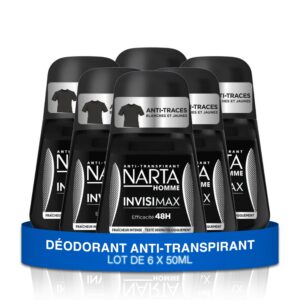 Narta - Déodorant Homme Bille - Invisimax Anti-Transpirant Efficacité 48H & Anti-Traces - lot de 6 x 50ml