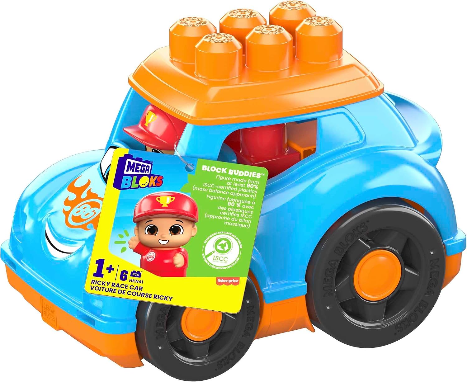 MEGA BLOKS — Voiture de course Ricky avec 4 grands blocs – Image 4
