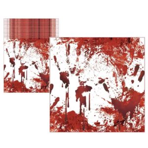 P'tit Clown - Décoration Halloween de Table - Déco Sanglante - Guirlande, Nappe, Serviettes, Asiettes, Gobelets - pour Fête à Thème, Soirée ou Buffet (19 x 16 cm, Serviette Halloween sanglante x20)
