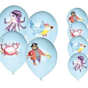 CAM ET LEON - Accessoires Décoration d’Anniversaire Enfant - Thème Pirates - Assiettes, Gobelets, Serviettes, Confettis, Sachets, Cartes d’Invitation (Ballon - Ø 8 cm - x8)