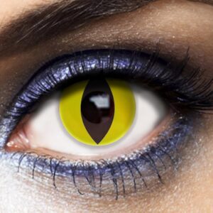 P'TIT CLOWN - Lentilles de Contact (sans correction) - Annuelles - Parfaites pour Compléter votre Déguisement pour Halloween, Carnaval et autres Fêtes Costumées (Chat jaune)
