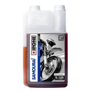 IPONE - Huile Moteur Moto 2 Temps Samouraï Racing - 100 % Synthétique avec Esters - Très Haute Performance – Compatible Mélange, Graissage Séparé, Systèmes d'injection - Bidon Doseur 1 Litre